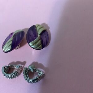 Two pairs clip on style earrings